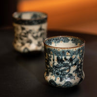 Black and white porcelain Handmade blue and white porcelain traditional lotus pattern Coke cup 280ml-shiciji porcelain studio