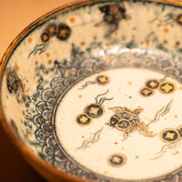 Abundant every year: Traditional fish algae copper coin pattern dinner plate Underglaze blue and white porcelain + ancient color + gold painting Shiciji Jingdezhen handmade pot