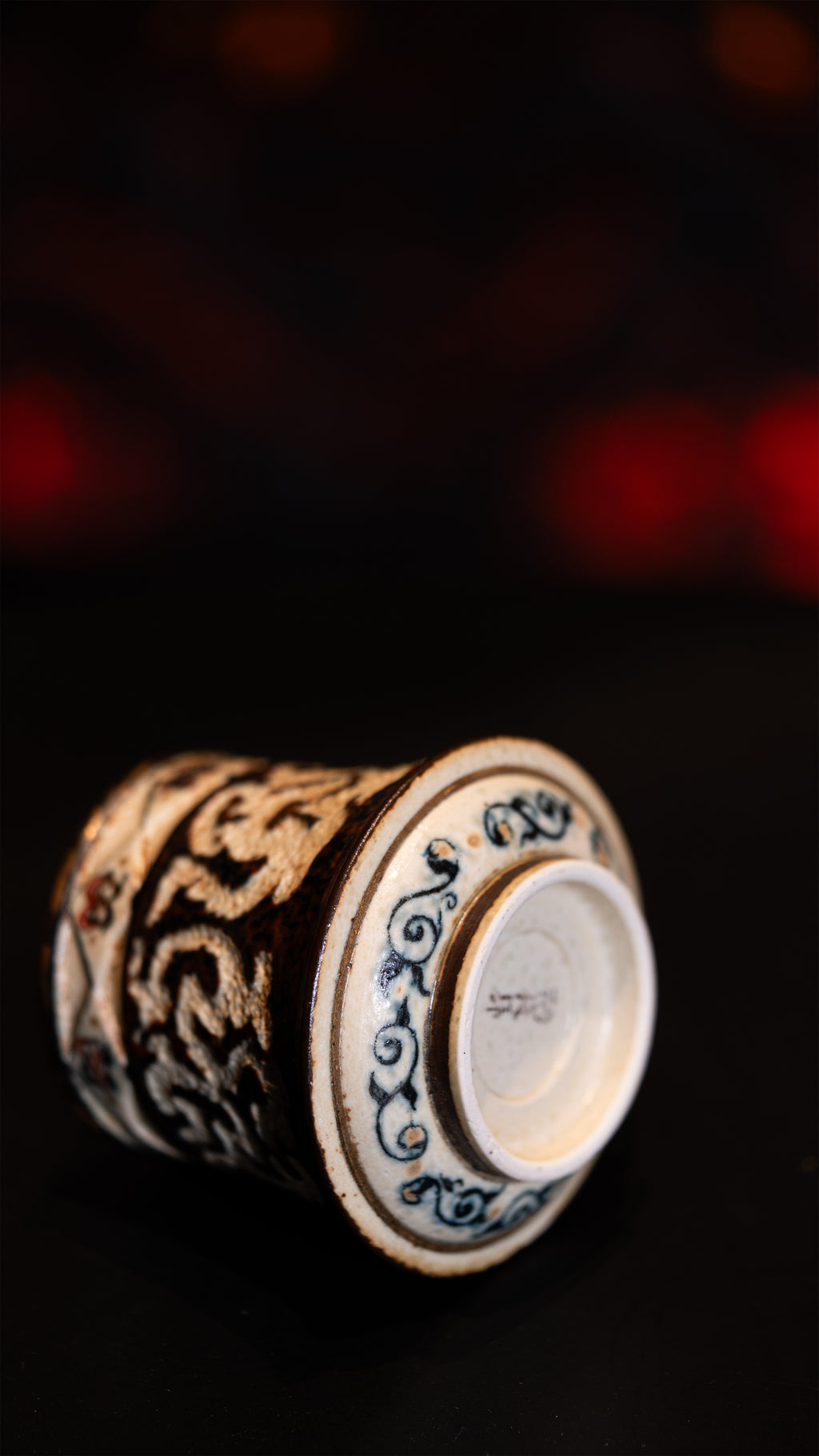 Oriental Aesthetics shiciji Carved loong and Phoenix Pattern Blue and White Porcelain Handmade Coffee Gyro Cup Jingdezhen Handmade Underglaze Color 245ml