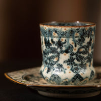 Black and white porcelain Handmade blue and white porcelain traditional lotus pattern Coke cup 280ml-shiciji porcelain studio