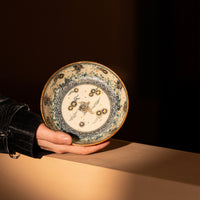 Abundant every year: Traditional fish algae copper coin pattern dinner plate Underglaze blue and white porcelain + ancient color + gold painting Shiciji Jingdezhen handmade pot