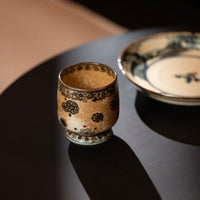 Shiciji Dunhuang color ball pattern high -foot cup 220ml Jingdezhen hand -made blue and white porcelain coffee cup