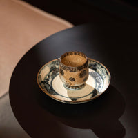 Shiciji Dunhuang color ball pattern high -foot cup 220ml Jingdezhen hand -made blue and white porcelain coffee cup